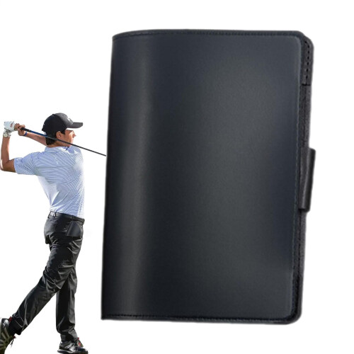 Golf Book Cover For Score Track Sheet, PU Leather Score Card Protector, Black
