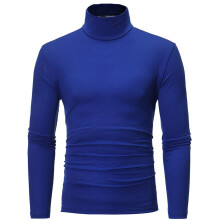 Men's LongSleeved Turtleneck Pullover SlimFit Autumn Winter Knit Blue XXL