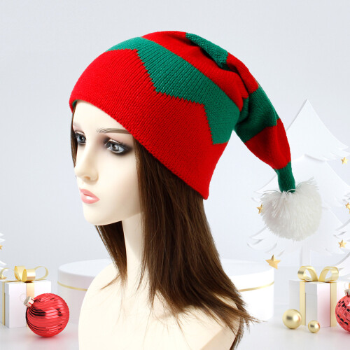 Kerst gebreide winddichte hoed pluizig pompom decor-kind 2
