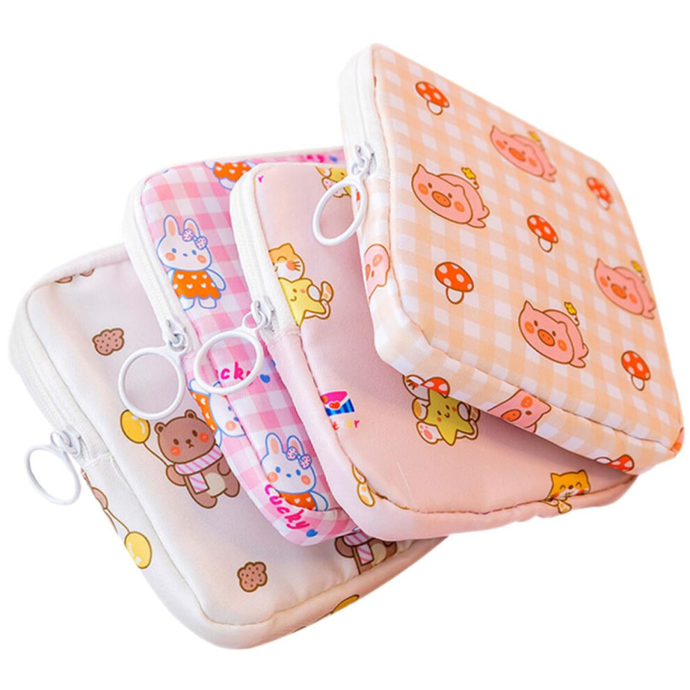 Period Pouches 4Piece Portable Zippered Sanitary Pouch Set For Travel Storage Daily Use School Office Outdoor