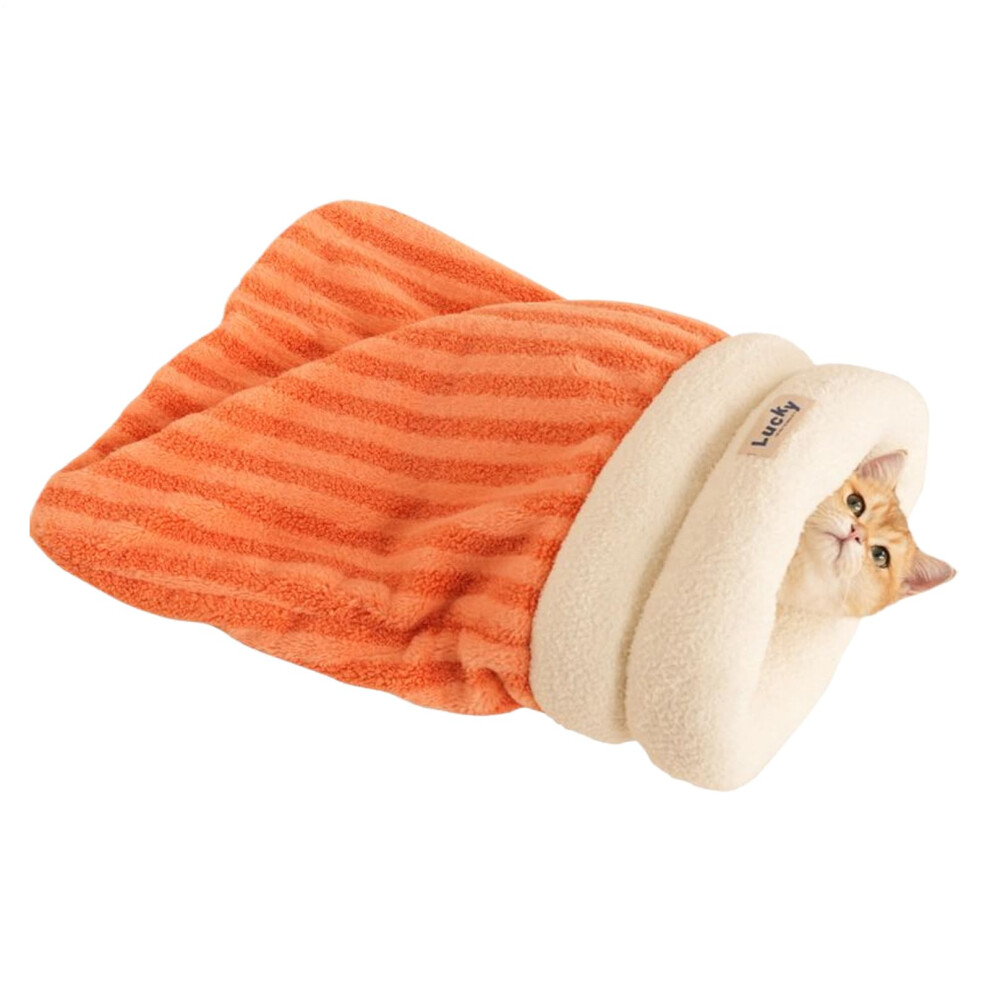 Sleeping Bag for Cats Winter Snuggle Sack Orange Large Washable Indoor Outdoor Travel