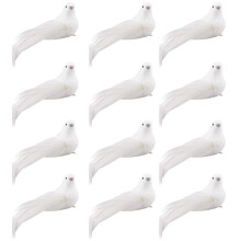 12 stuks kunstmatige witte duiven decoratieve schuimveer witte
