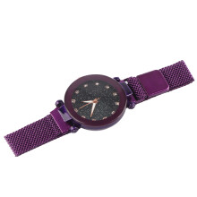 Casual-Legierungs-Quarz-Uhr mit rundem Zifferblatt, lila, 34 mm