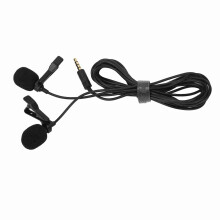 Black Double Head Lavalier Lapel Microphone - Omnidirectional, No Driver Needed