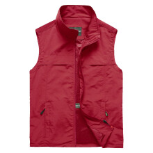 Men's Summer Vest Lightweight Outdoor Plus Size 3XL Breathable Sleeveless Fishing Hunting Vest With Zip Pockets Red