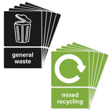 Recycling Bins Stickers 150 X 100 MM SelfAdhesive Waterproof Removable Mixed Recycling Signs Outdoor Kitchen Green Black
