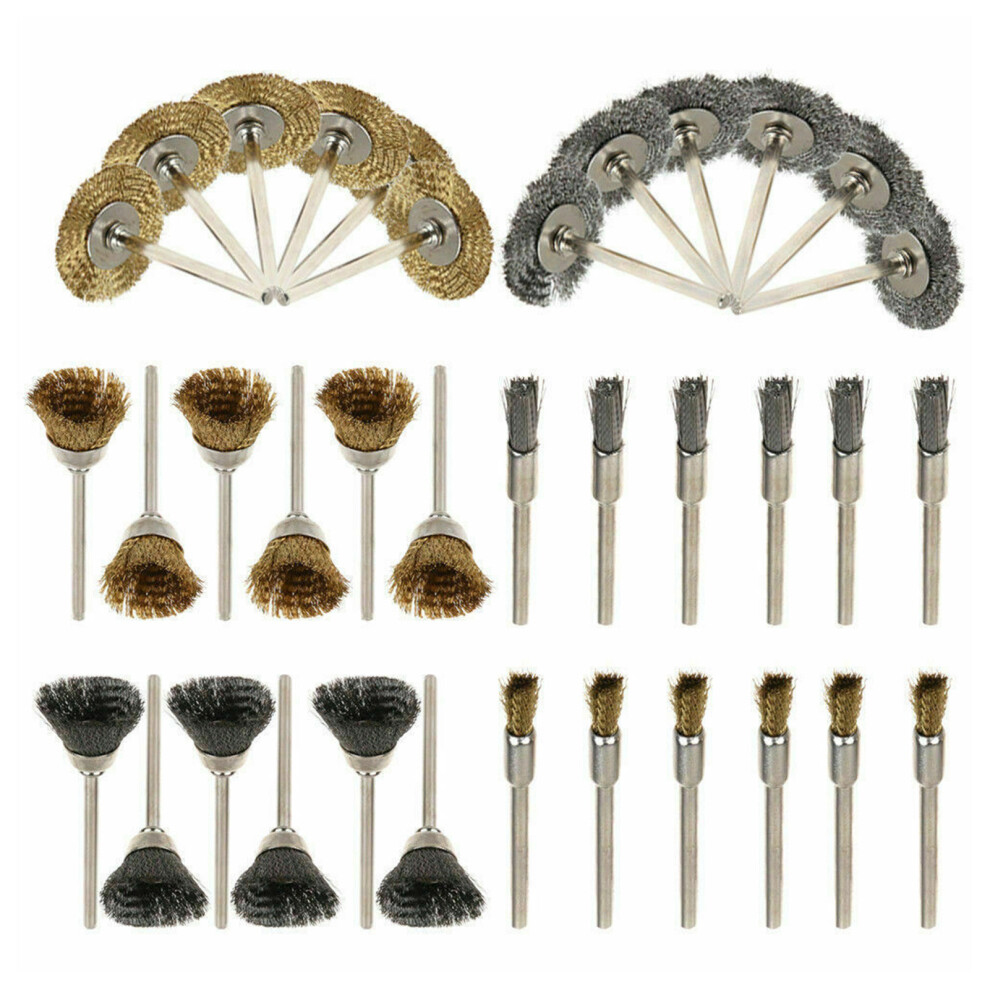 36Pcs Stainless Steel Wire Wheel Brush Set for Drill & Rotary Tools-image-OPC-PN6MM5R-NEW