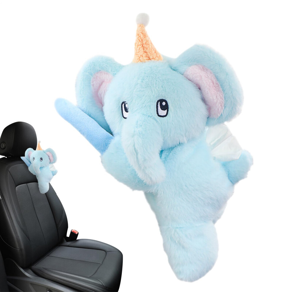 Car Tissue Box Short Plush Car Tissue Holder Multifunctional Cartoon Elephant Backpack Tissue Box For Rv And Truck Backs 9323874091730