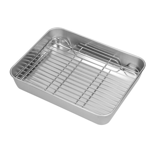 Bräter- und Rost-Set, Edelstahl, leicht zu 2