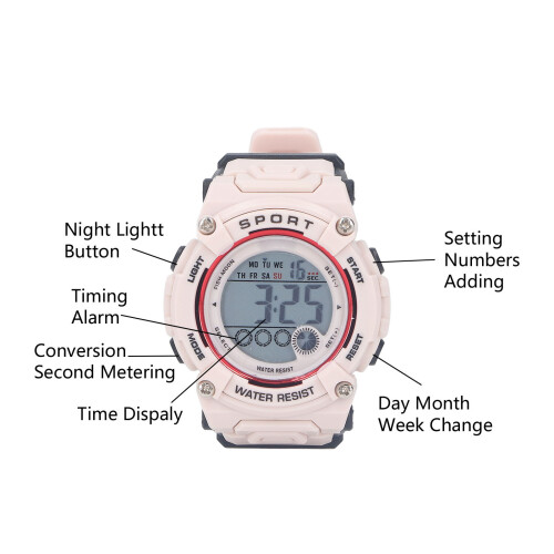 Digital Chronograph Kinderuhr hellrosa 150mAh 2