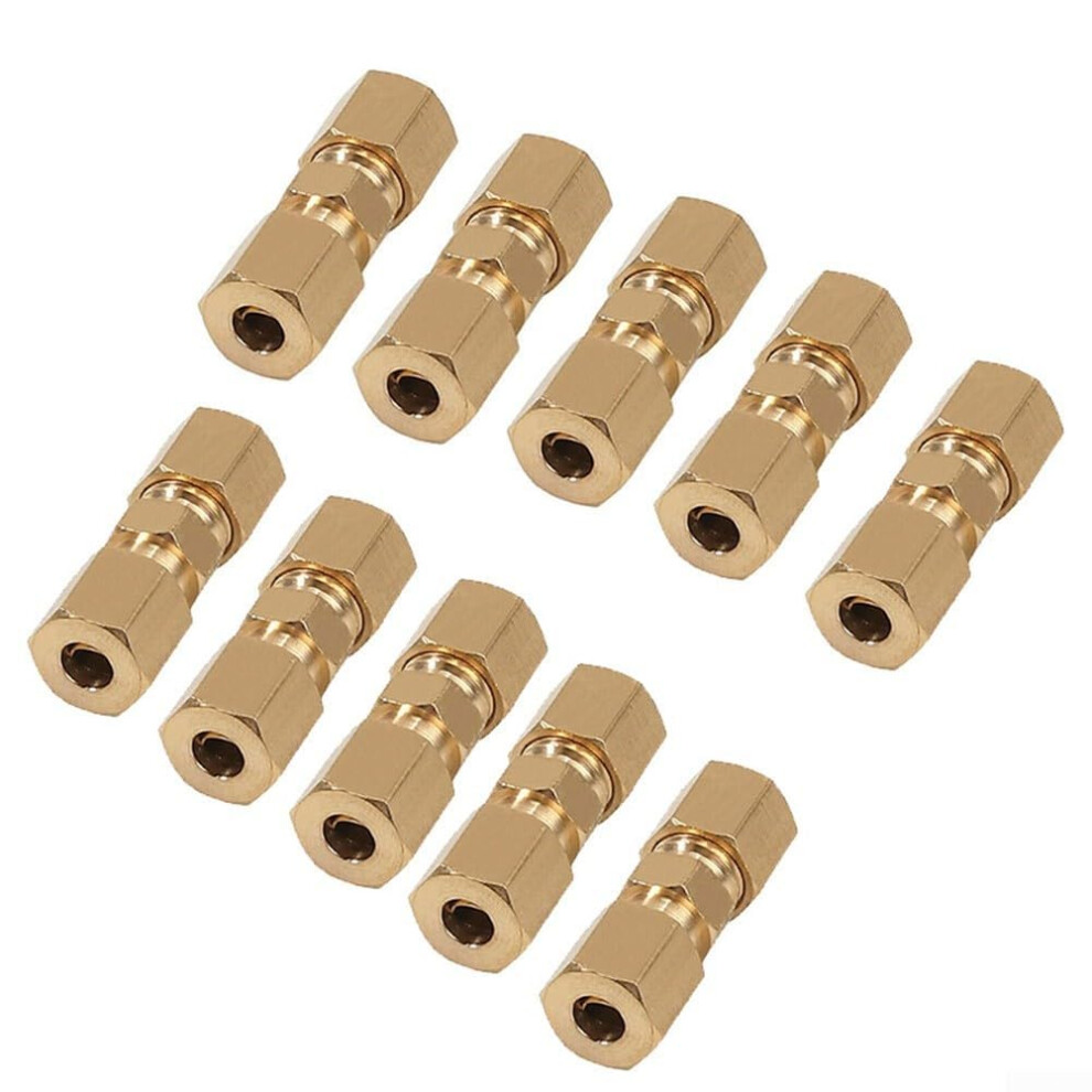 Strength Brass Brake Line Connectors For 4.75Mm Tubing, 10Pack, Brass Fittings, Compatible With Suvs And Trucks 9323874093529