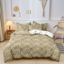 (Cream, EU Double) Mandala Floral Pattern Duvet Cover Set, 3 Counts/set Including 1 Duvet Cover & 2 Pillowcase without Filler, Soft