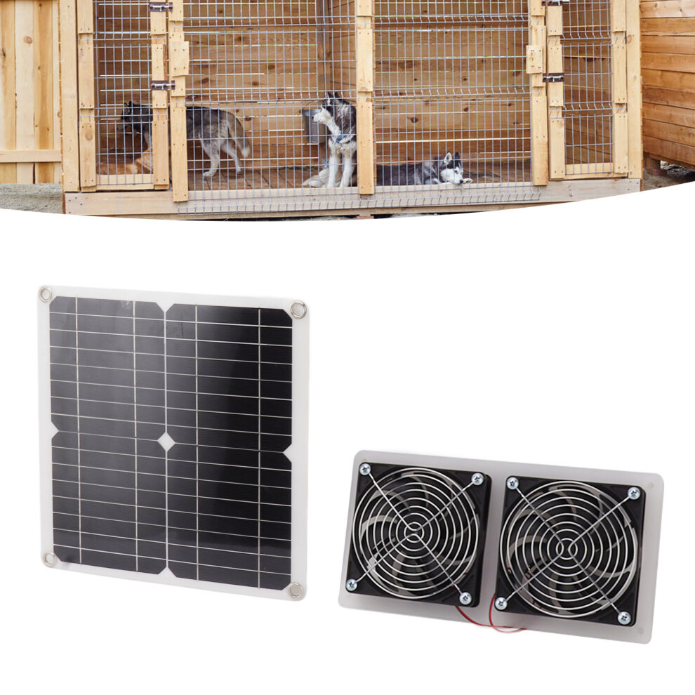 Solar Panel Fan Kit 15W Double Weatherproof Fan With 130Cm Cable For Coop & Greenhouse 8481363583454
