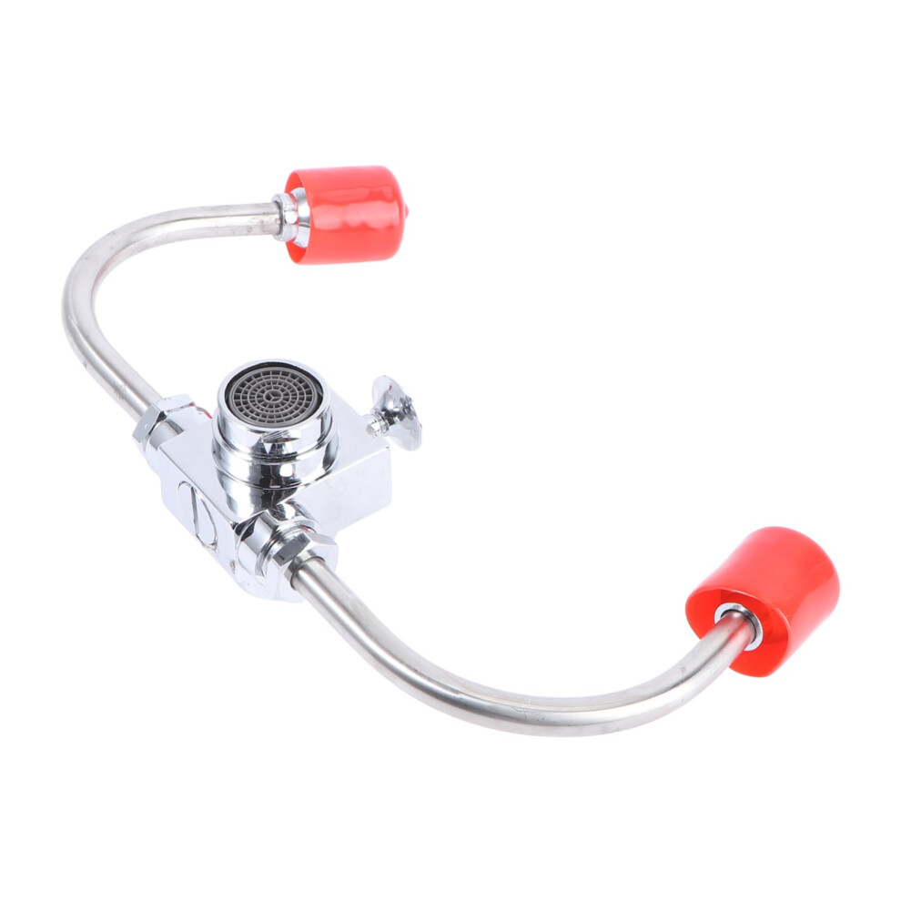 Emergency Eye Wash Unit Faucet Mounted Dual Nozzle Eye Flush For Sink Attachment Activation Stainless Steel Eyewash
