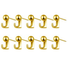 Pack of 10 Metal Wall Hook Strong Load Capacity Round Head-Gold