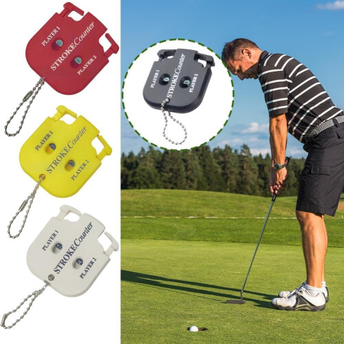 golf shot counter Dual Player Scoring System Mini Golf Core Counter, Golf Score Keeper Dial Reset Tool Key Chain Black 2