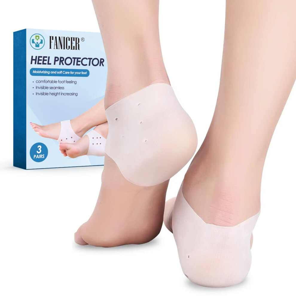Silicone Heel Pads 3 Pairs Gel Foot Socks, Heel Protectors, Silicone Heel Socks For Heel Pain Relief And Cracked Heels