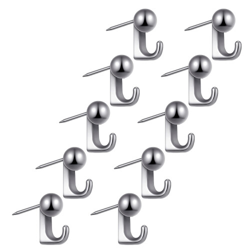Push Pin Hook Rusts Proof Metal Construction Decorative-Silver