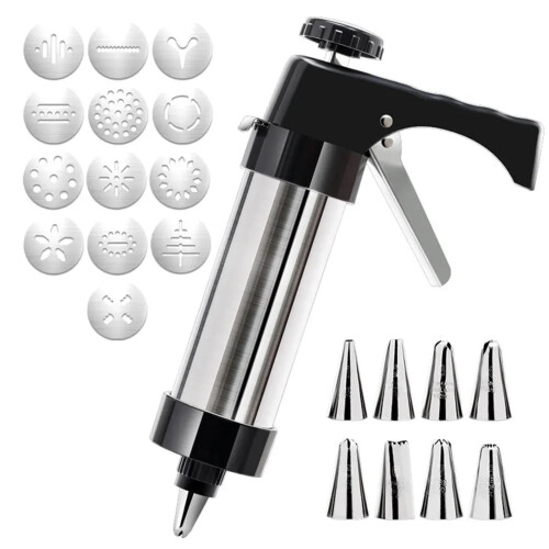 Pastry Syringe Set Stainless Steel 13Piece Cookie Press Icing Tools