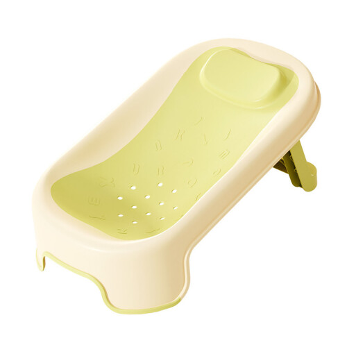 Baby Bath Support Tub Green, Slipless Plastic Lying Bathing Aid 1