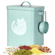 Pet Food Storage 6L Capacity With Spoon MoistureProof Sealed Dispenser For Puppy Cat Rabbit Mice