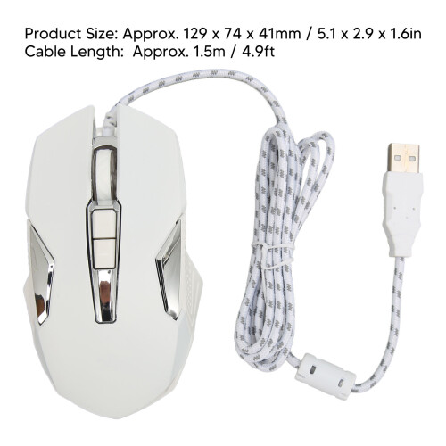 RGB Gaming Mouse 7200 DPI, 8 Keys, Backlight, USB Wired, White 1