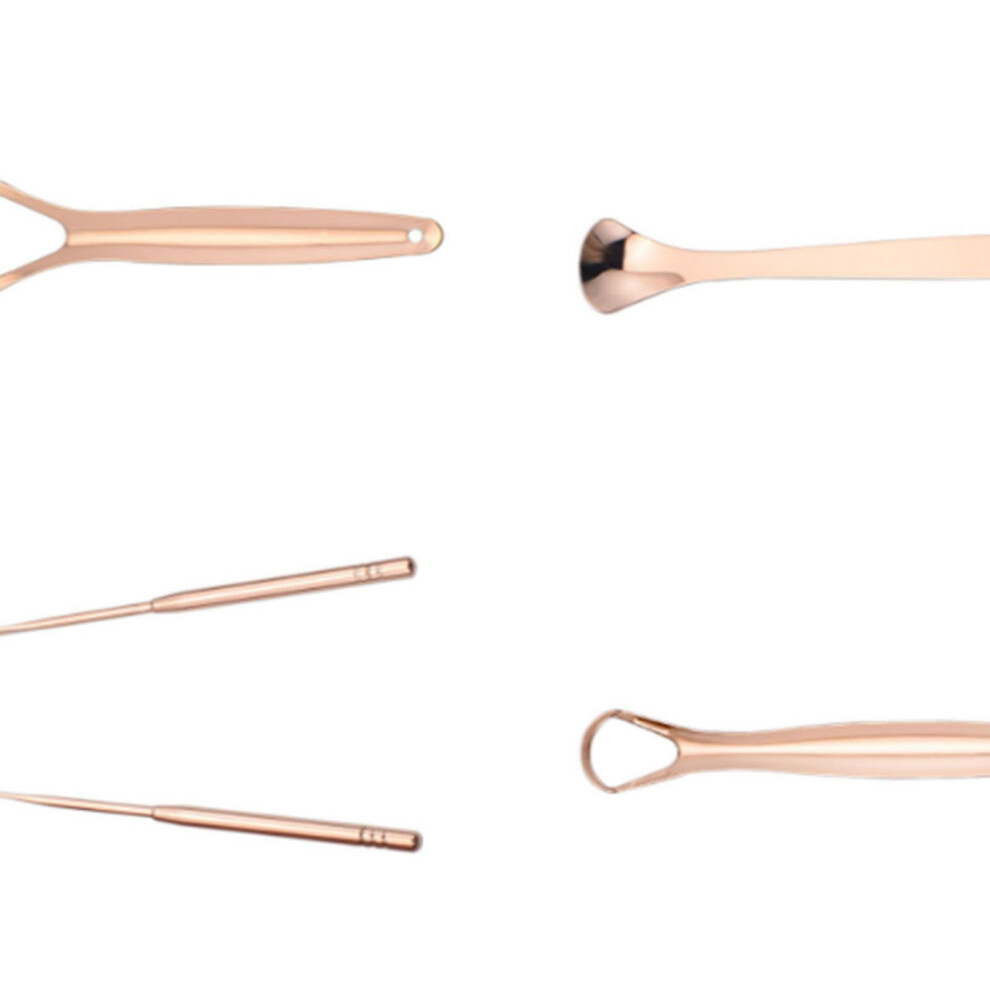 Rose Gold Stainless Steel Tongue Scraper Set â Flexible, Portable