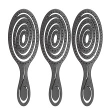 3 Pcs Black ABS Paddle Hair Brush Set, Detangling & Anti-Static