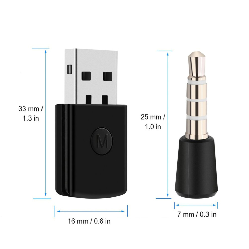 Usb 2.0 Wireless Bluetooth Headset Dongle With Mic, 33Ft Range, Black 5091363591132