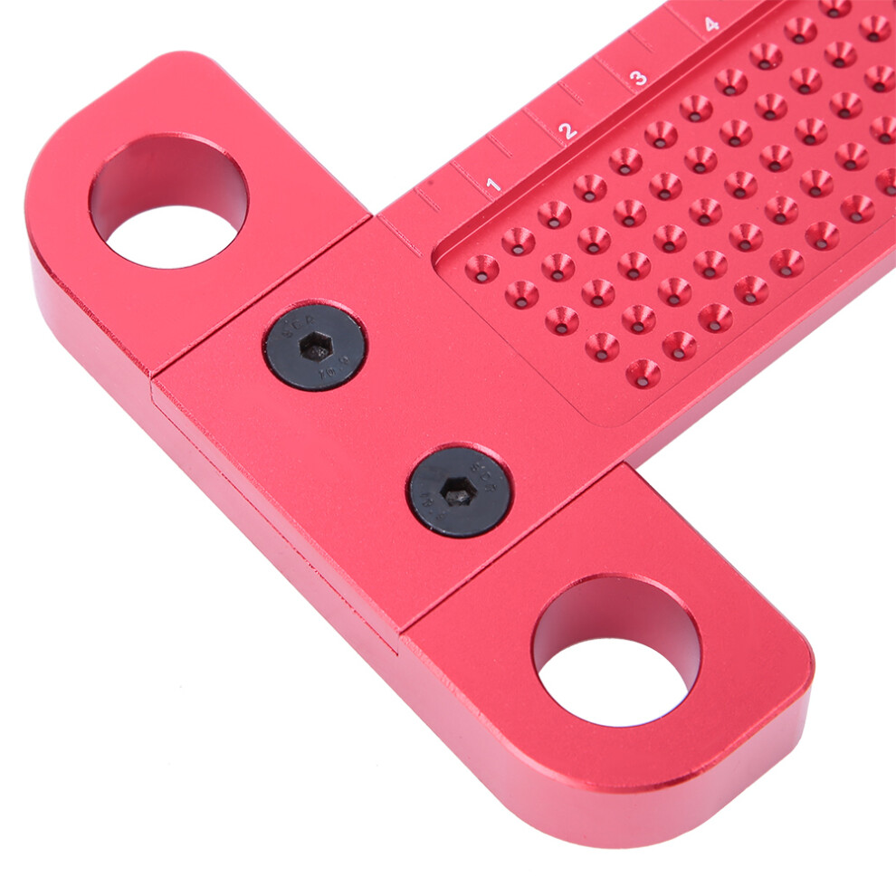 Aluminum Alloy Woodworking Scriber Ruler T Type Hole Gauge, Red/Blue 7641363591656