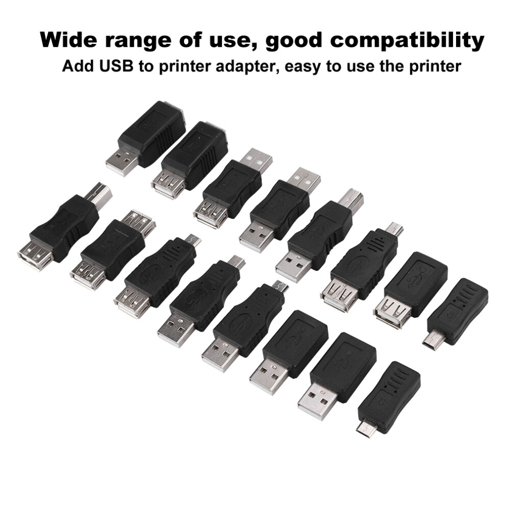 16Pcs Usb 2.0 Adapter Converter Kit Micro Usb To Usb Male/Female 8781363590910
