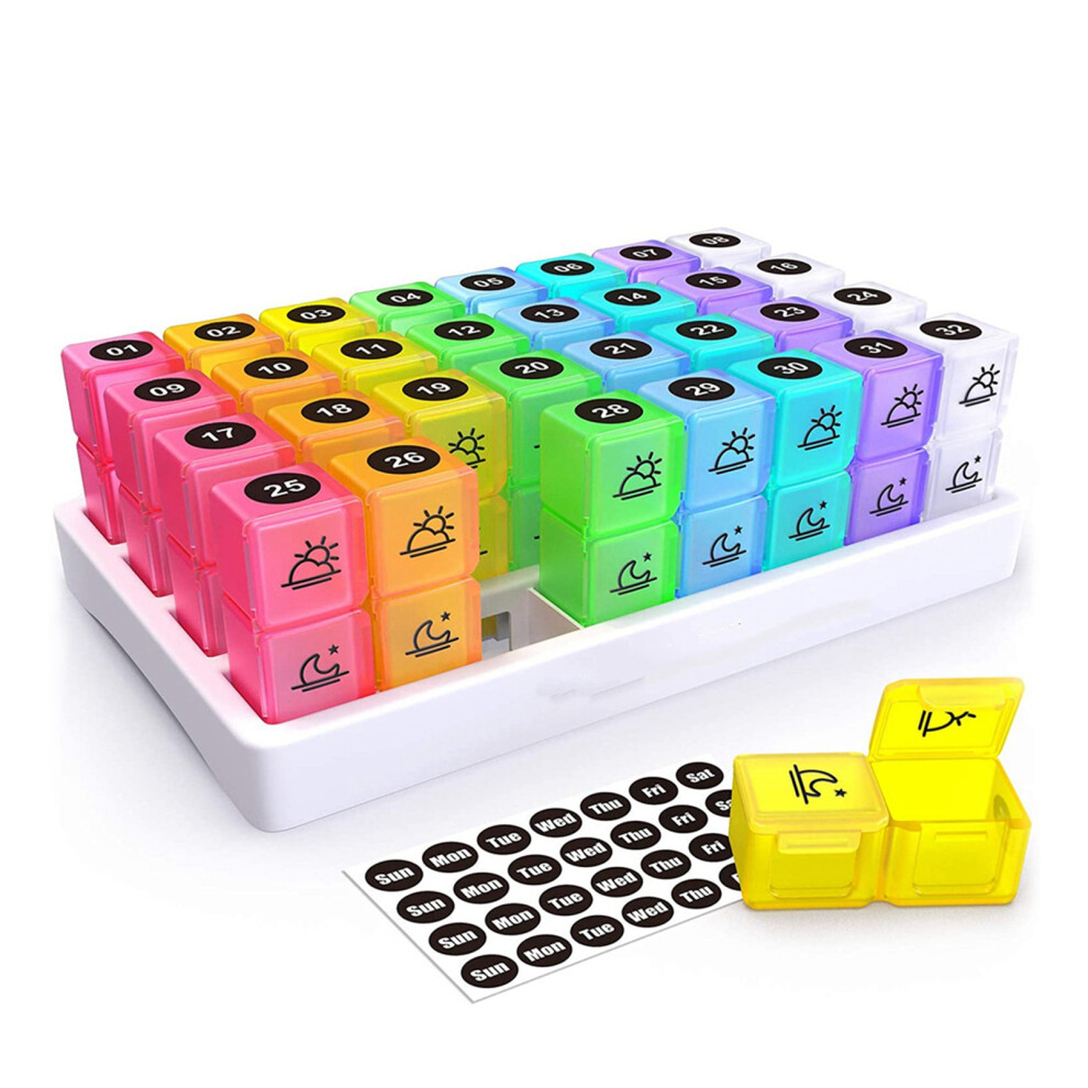 Translucent 32 Section Medicine Holder - Monthly Pill Organizer Box