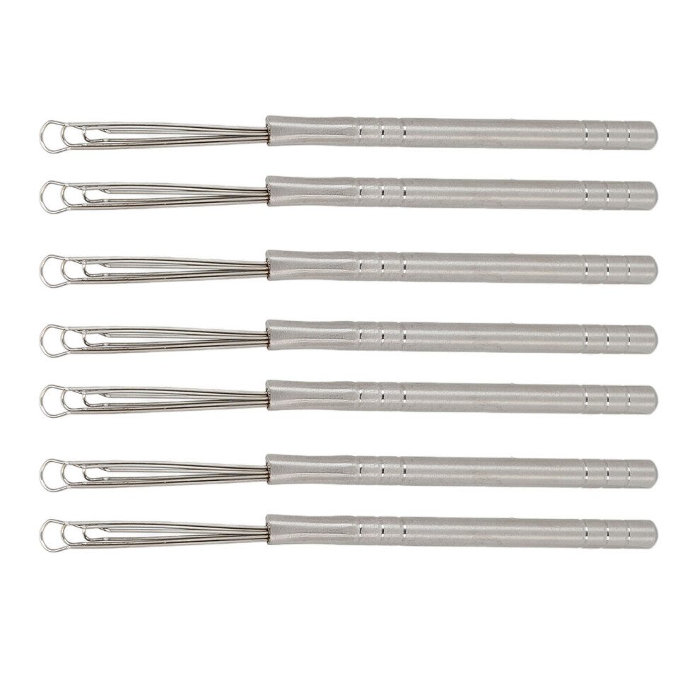 7pcs Stainless Steel 3 Ring Ear Cleaner Tool, Elastic Ear Wax Remover, 8.9cm