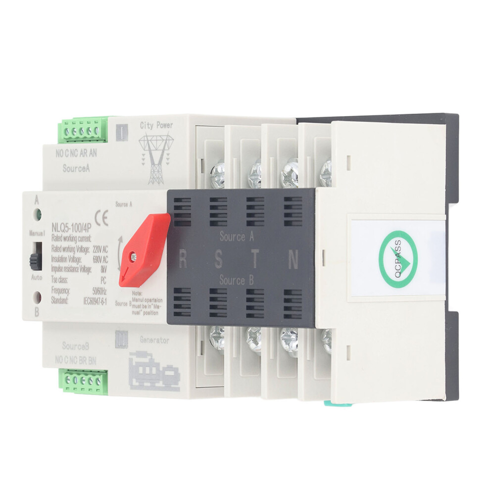 Ac220v Dual Power Automatic Transfer Switch 4P 100A Fast Switching 3001363594790
