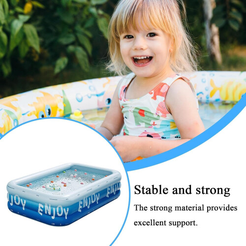 Paddling Pool Large Inflatable Rectangular Pool For Children UVResistant Backyard Beach Accessory 2