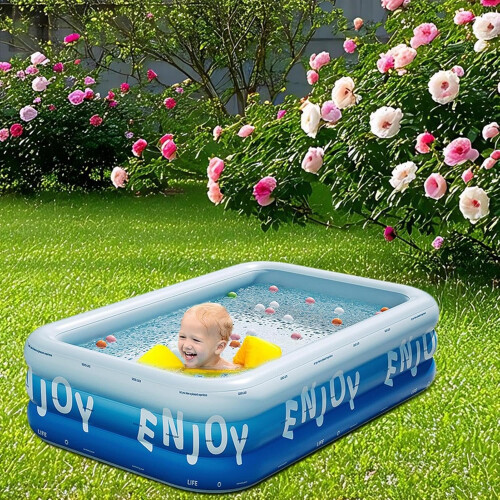 Paddling Pool Large Inflatable Rectangular Pool For Children UVResistant Backyard Beach Accessory 1