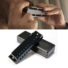 Bright Black 10 Hole Zinc Alloy Mouth Organ, Light Weight, Full Scale Harmonica