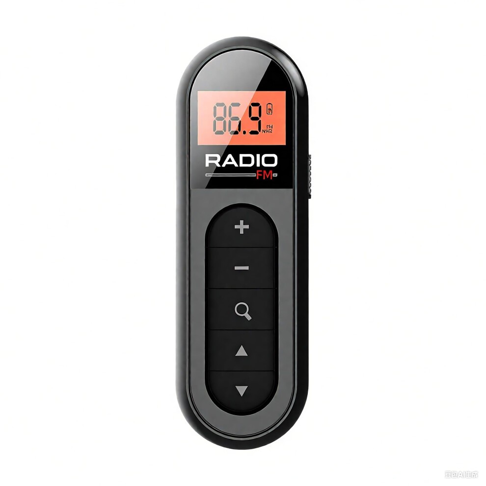 Mini Fm Radio Clipon Rechargeable 15H Playtime Dsp Tuning 76108Mhz Portable Backlight For Hiking Travel Black/Orange 9067246023393