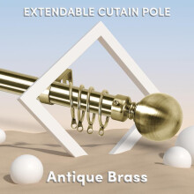 (Antique Brass, 160cm - 300cm) Yorkshire Bedding Premium Plain Metal Ball Adjustable Curtain Rods 70x120cm Extendable Window Rod with 60mm Classic