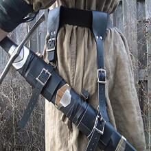 Scabbard Medieval PU Leather Waist Belt Sword Holder, Adjustable Holster For Cosplay Knight Costume, Black