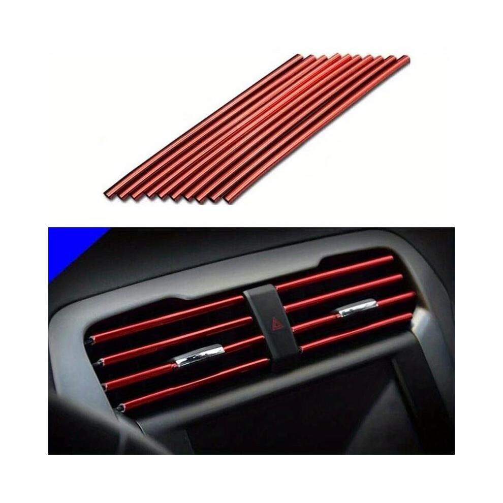 (, 10Pcs) Car Air Conditioner Vent Decorative Strip, Universal Waterproof & Bendable Air Vent Decorative Strip, Car Interior Red 5071832460114