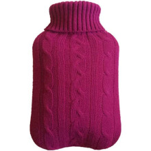 Hot Water Bottle Winter Knit Cover For 2000ml WaterFilled Bottle, Cover Only, No Bottle Included, Burgundy