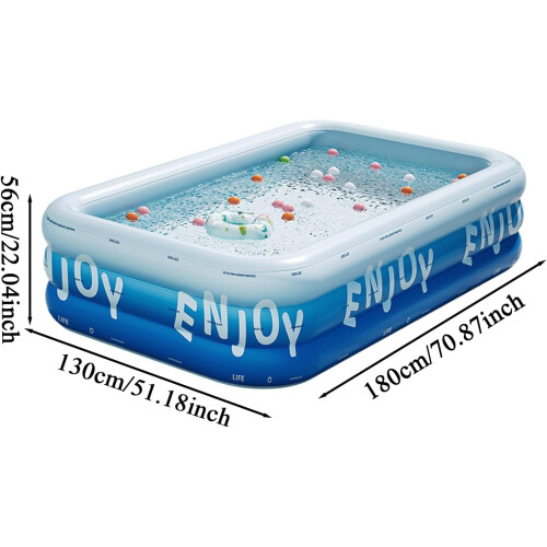 Blow Up Pool Rectangular UV Resistant Inflatable Pool For Children Backyard Beach Summer Water Activities 2