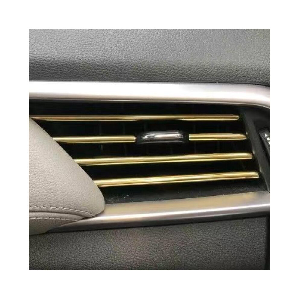 (, 10Pcs) Car Air Conditioner Vent Decorative Strip, Universal Waterproof & Bendable Air Vent Decorative Strip, Car Interior Golden 5071832460084