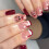 Square Festive Press on Nails with Reindeer Santa's Hat and 1
