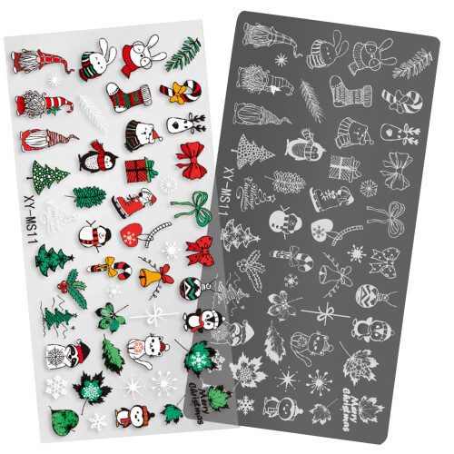 Christmas Nails Art Stamping Plate Snowflake Nails Stencil-MS11