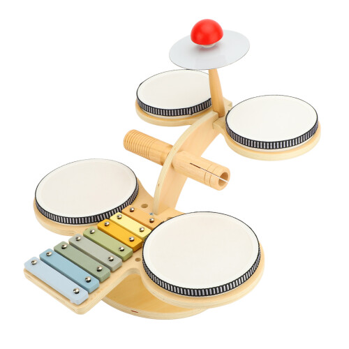 Kids Wooden Drum Set for Cognitive Development, Home School Toy