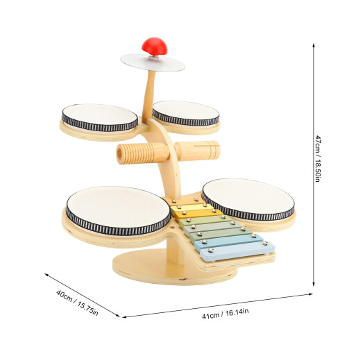 Kids Wooden Drum Set for Cognitive Development, Home School Toy 1