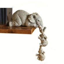 (one-size, elephant) Elephant Family Design Statue, 3 Counts/set Desktop Ornament, Animal Themed Home Decor Accent, Desktop Decoration