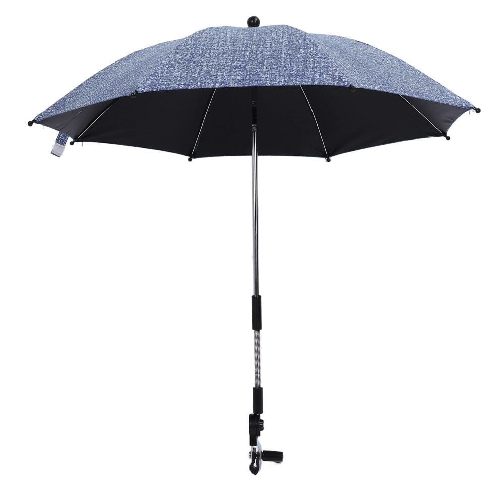 Baby Stroller Umbrella 75Cm Uv Sun Shade Waterproof 360 Clamp Blue